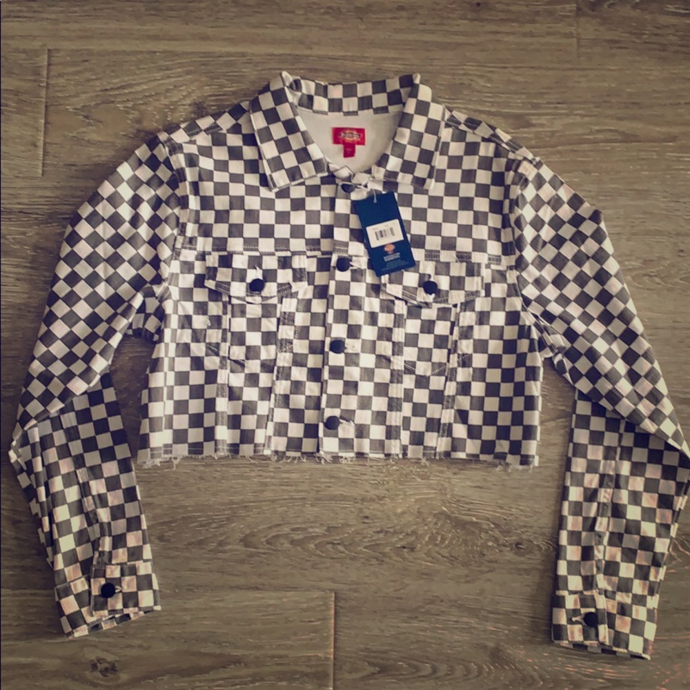 NWT Dickies gray checkered crop jacket XL juniors